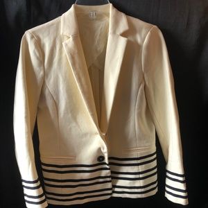 J. CREW Preppy Business Classic Comfortable Medium Cotton Cream and Black Jacket